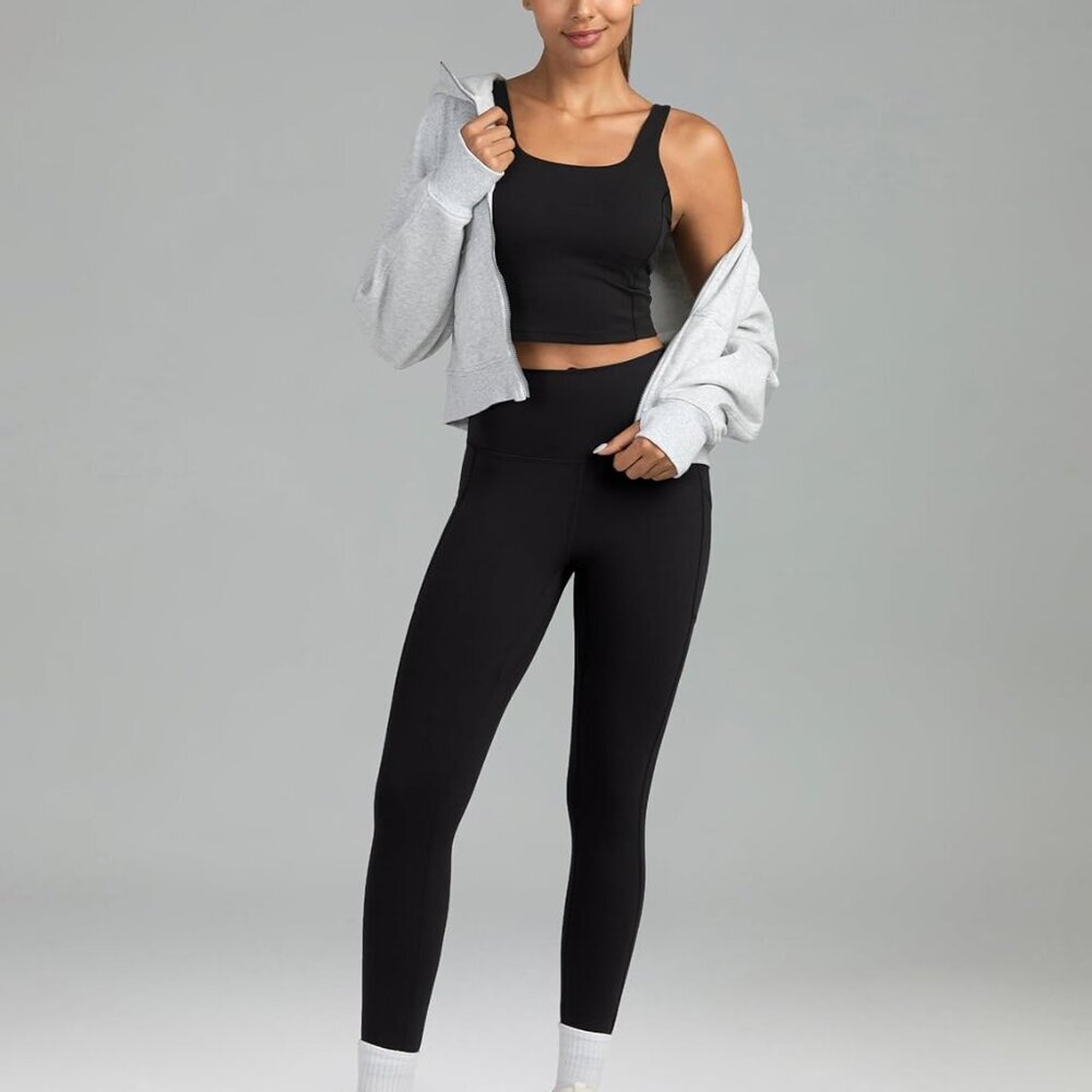 Women's High Waisted Yoga Pants 7/8 Length Leggings with Pockets - Picture 8 of 8